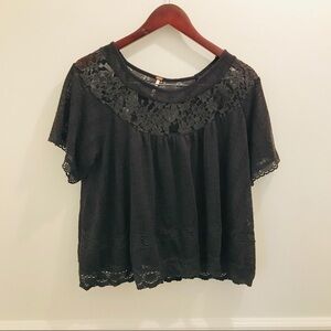 Free People Crochet Lace Top black XS